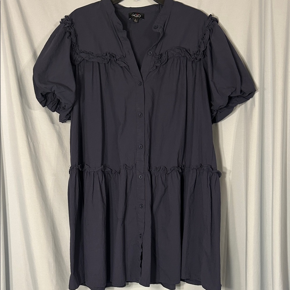 Chic Navy Button-Up Mini Dress